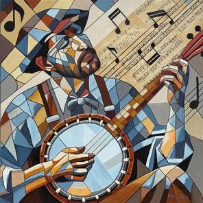 Musician with Banjo. Contemporary Music Art